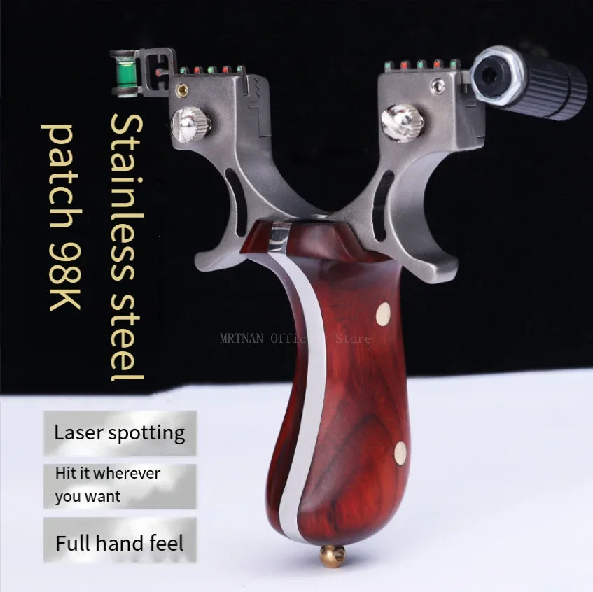High-precision Stainless Steel Slingshots Laser Aiming Slingshot With rubber bands Outdoor Hunting Catapult Shooting
