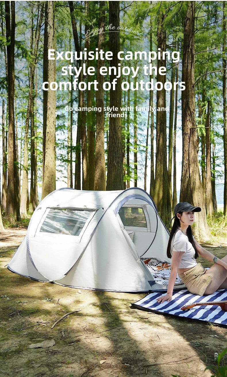 Tent Camping Outdoor 3-4 People Waterproof Thickened Portable Installation-free One-second Quick Open Automatic Boat Tent