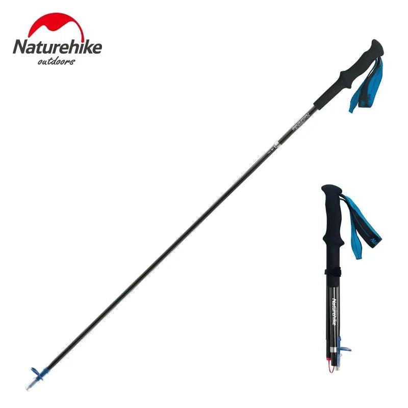 Naturehike-EXT Carbon Fiber Ultralight Walking Hiking Sticks,4 Sections Foldable Adjustable Trekking Poles Camping Hiking Tool