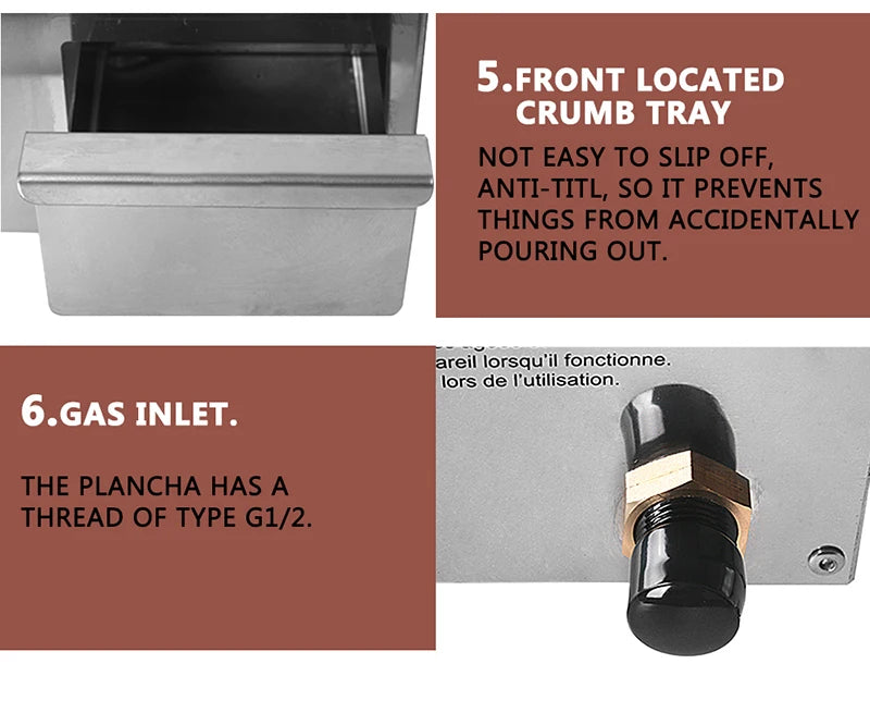 2 Burners Grill LPG BBQ Griddle for Commercial Non-stick Iron Plate Enamel Cooking Barbecue Steak Outdoor Grill Camping Cooking