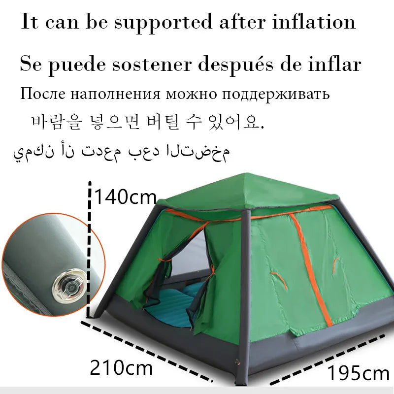 Inflatable Tent Folding Automatic Waterproof 2 3 4 People Air Tents Camping Cube Fishing Tourism Summer Awning Orange Outdoor