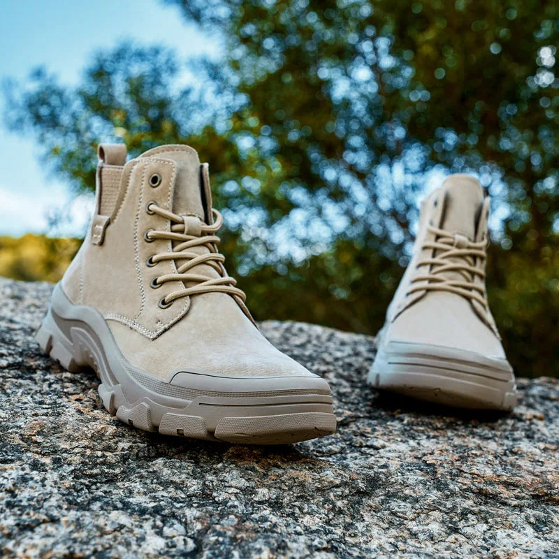 Non-slip Man Ankle Botas Non-Slip Outdoor Motorcycle Boots Versatile Leisure Snow Boots Street Style Mens Leather High Top Shoes