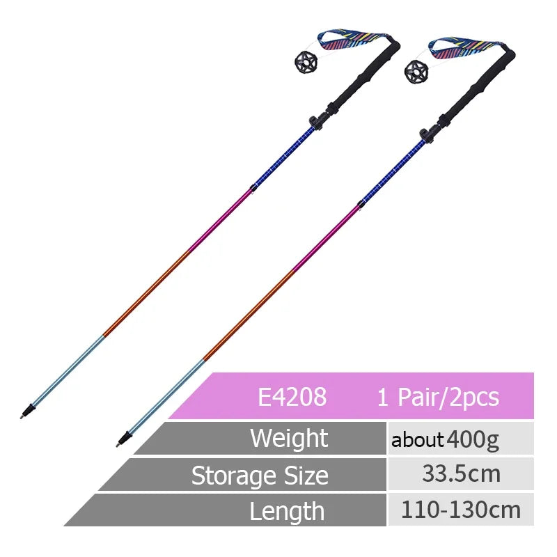 AONIJIE E4208 Rainbow Color Unisex Outdoor Hiking Pole Telescopic Adjustable Aluminum Alloy Pole Running Hiking Walking Stick