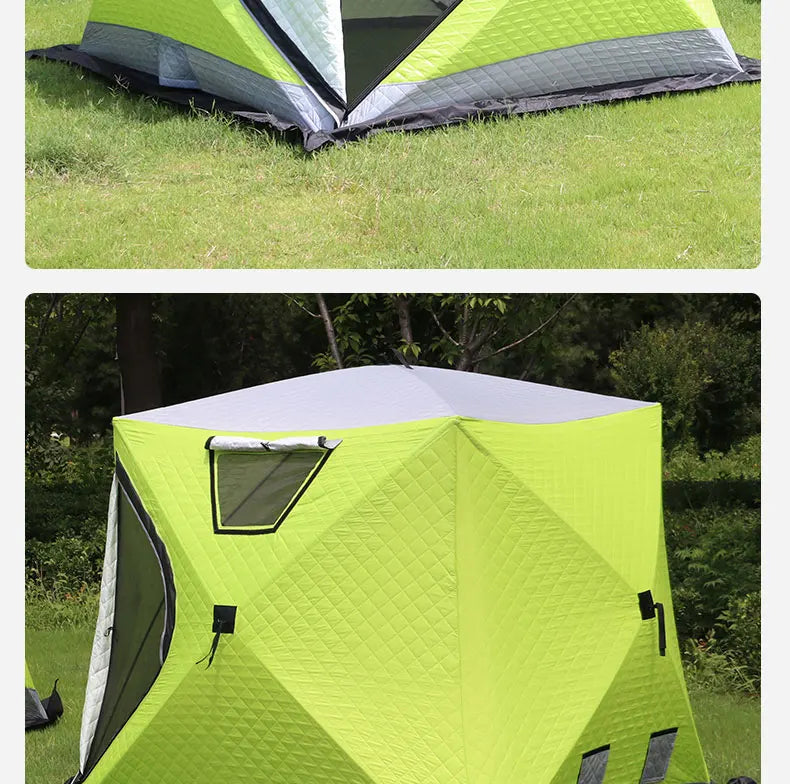 Winter Fishing Tent Ice Fishing Tent Cotton Clip Thick Insulation Windproof Snow Shelter Camping for 2-3 People Pop Up Tent