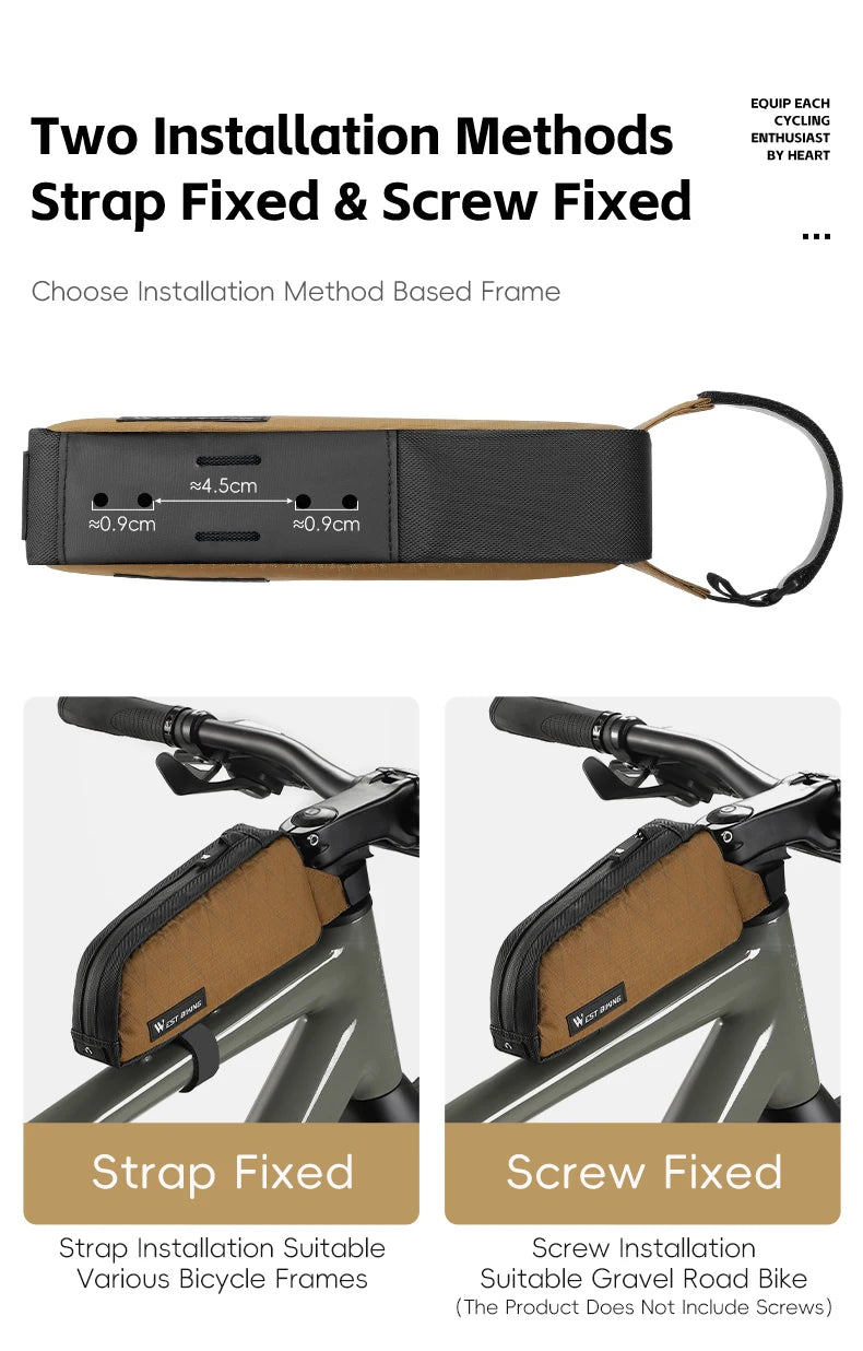 WEST BIKING Bicycle Top Tube Bag 1L Portable Cycling Front Frame Triangle Bag Lightweight Bike Bag MTB Road Bike Accessories