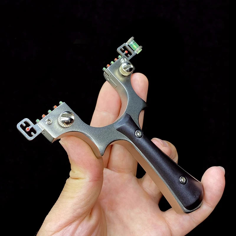 Outdoor Shooting Hunting Slingshot Stainless Steel Flat Rubber Band Catapult High Precision Sling Outdoors Hunting and Shot