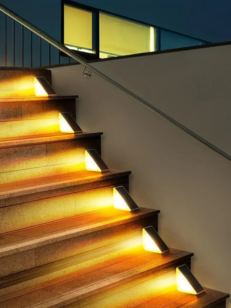 2PC Solar Garden Lights, Stair Step Lights, Outdoor Waterproof Sensor Step Lights, Home Base Lights, Lighting Pathway Lamps, Fen