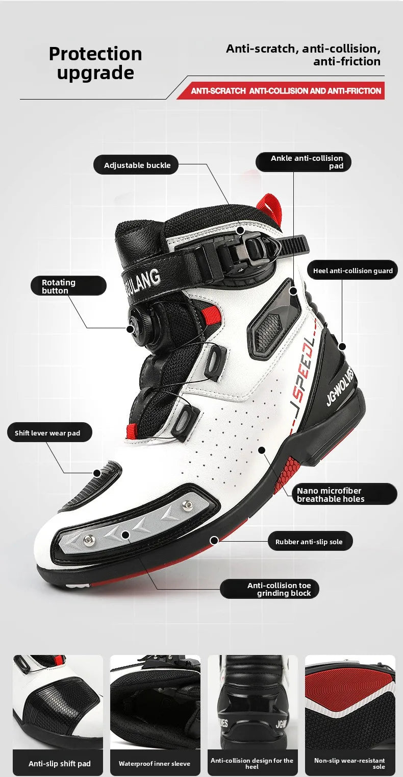 Motorcycle Boots Man Leather Motos Riders Protective Motocross Boots Waterproof Non-slip Motocross Mountain Racing Shoes