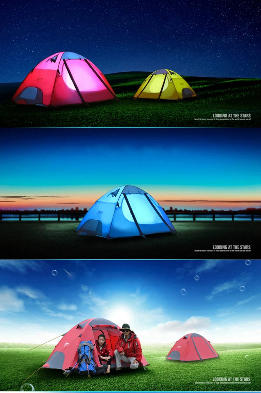 Desert Fox Camping Tents Fiberglass/Aluminum 3 Season Backpack Tent Lightweight Outdoor Compact Tent for Hiking Cycling Climbing