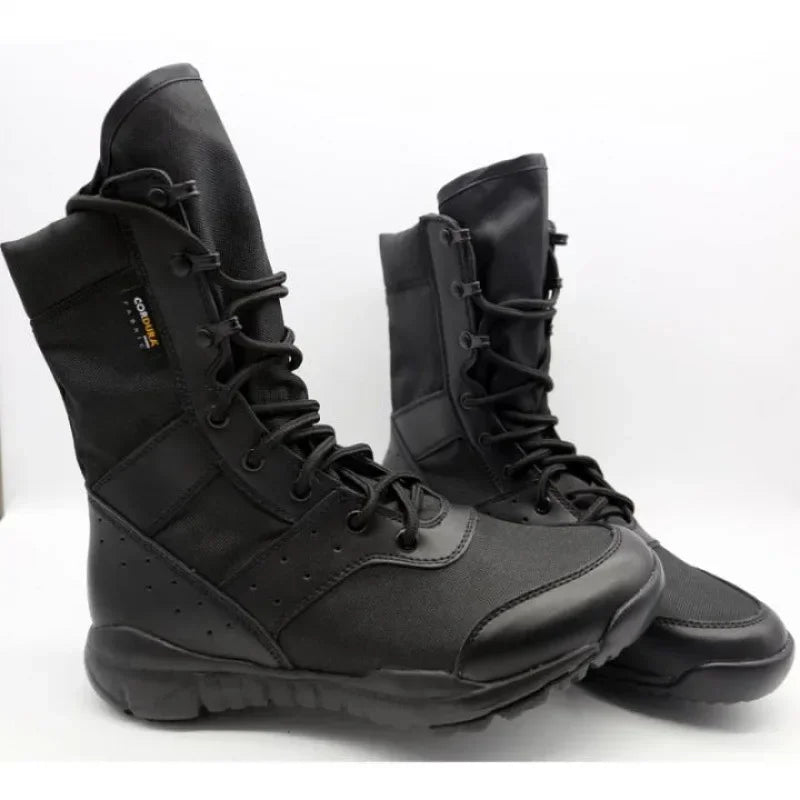 Waterproof Lace Up Tactical Boot Fashion Mesh Motorcycle Men's Work Shoes 47 48 Light Men Combat Ankle Boots
