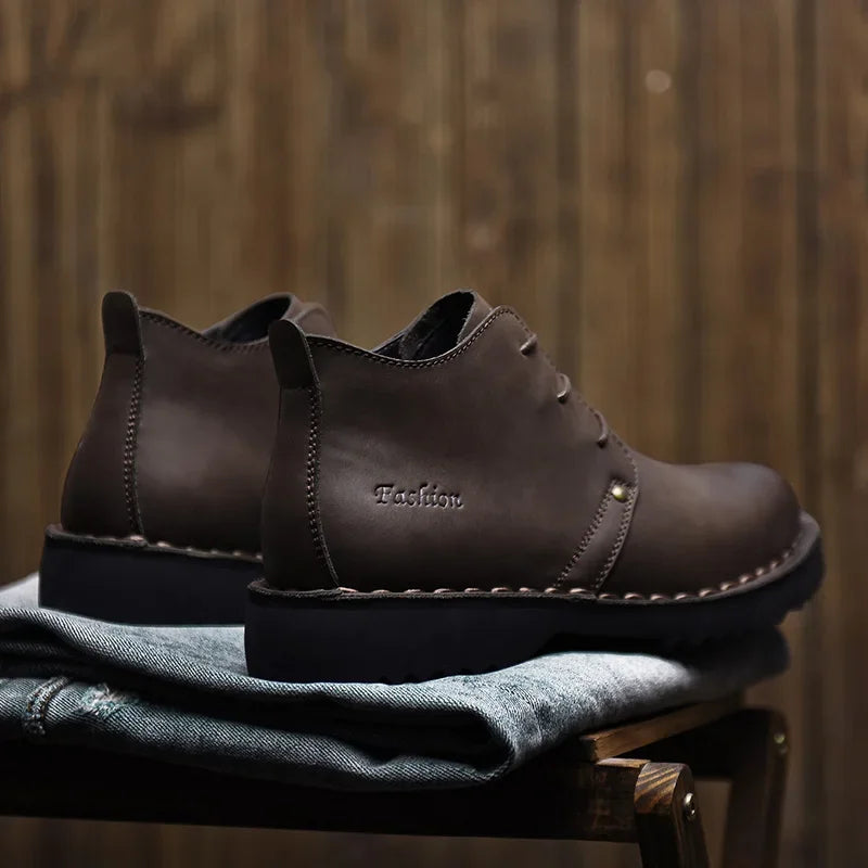 VIPOL Tooling Boots for Men Retro Leather Shoes Comfortable Platform Leisure Flats Classics Outdoor Leisure Men's Boot