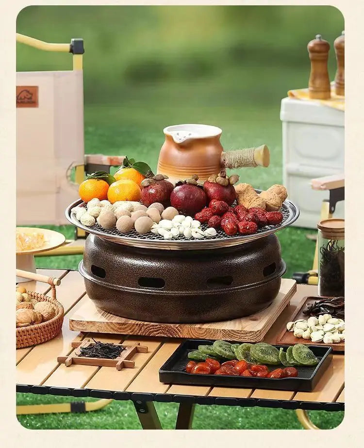 Portable Charcoal Grill Set for Outdoor BBQ Korean Style Smokeless Cooking Tea Stove Family Use