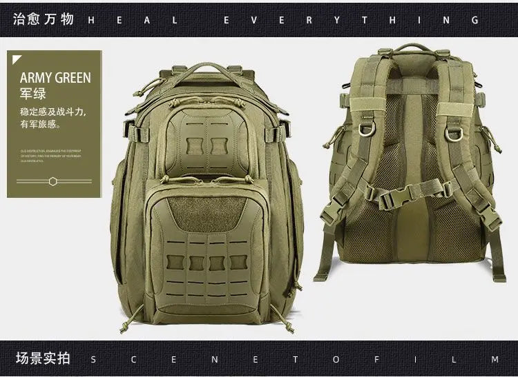 YAKEDA 600D MOLLE Tactical Backpack Assault Pack 40L Waterproof Outdoor Travel Camping Climbing Hiking Bag Mens Rucksack