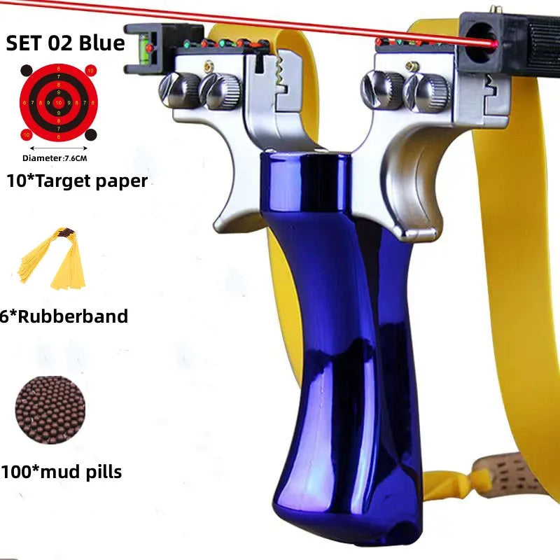 Powerful New Laser Slingshot Upgrade Outdoor Shooting Catapult Double Screw Quick Pressure Rubber Band Toy Hunting Tools Outdoor