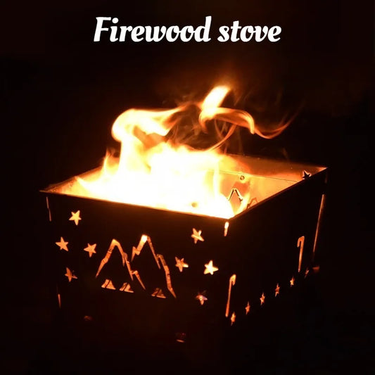 Stainless Steel Firewood Stove Household Multi-functional Detachable Barbecue Grill Outdoor Picnic Camp Cooking Supplies