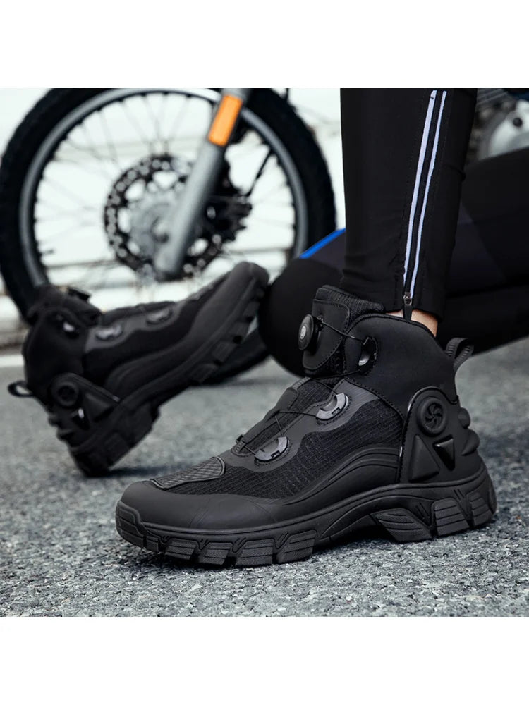 Large Size Motorcycle Boots Outdoor Riding Racing Shoes Anti-fall Wear-resistant Motorcycle Shoes Motorcycle Travel Equipment