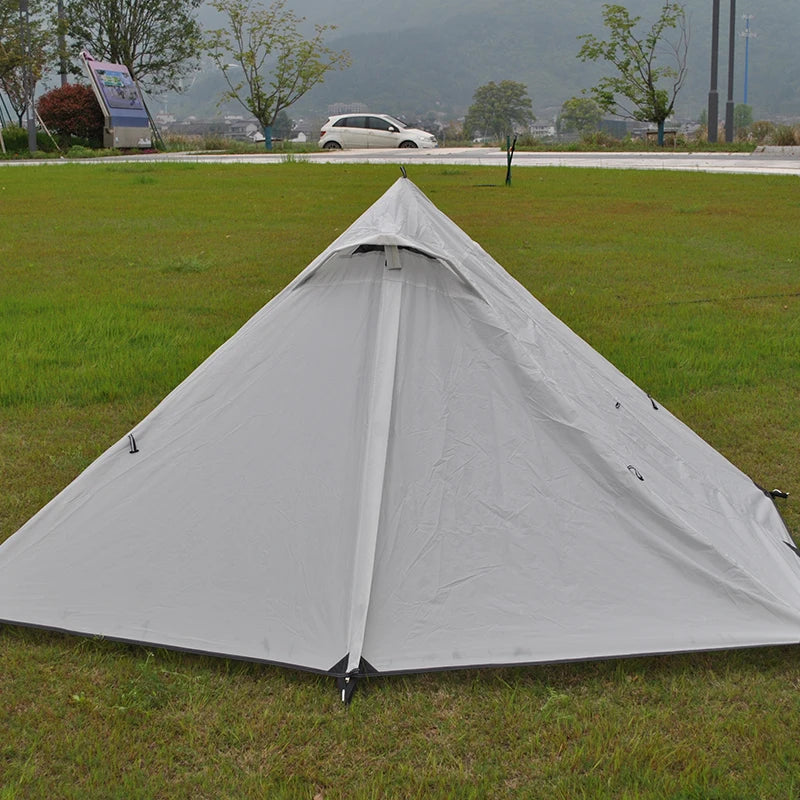 Ultralight Outdoor Backpacking Camping Tent, Trekking Pole Tent, Lightweight Poleless Tent, Waterproof, 1-2 Person, NO POLE