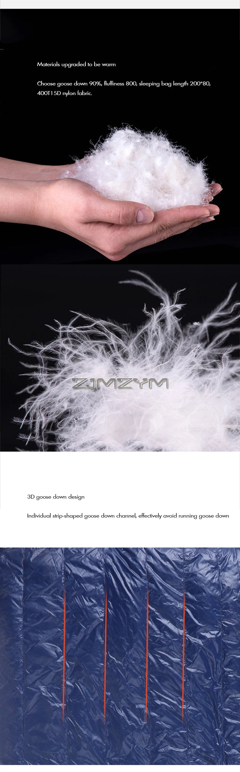 Down Sleeping Bag, 4 Season Sleeping Bag for Adults Cold Weather– Warm and Washable, Zip Together for Hiking Traveling & Outdoor