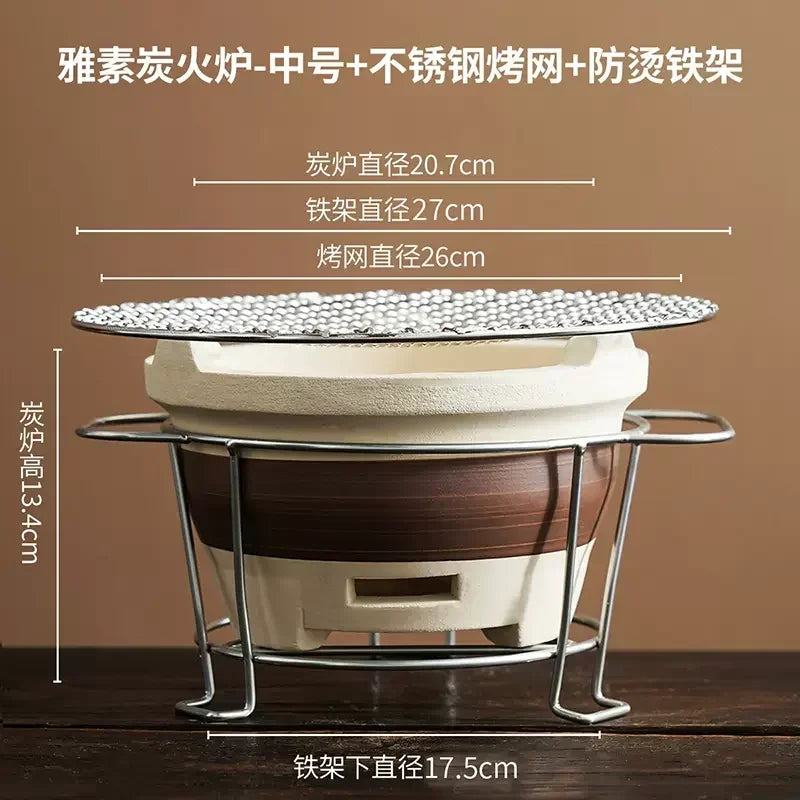 Kaolin-Household Charcoal Stove, Indoor Tea Heater, Outdoor BBQ Stand, Winter Heating Brazier, Household Charcoal Burner,