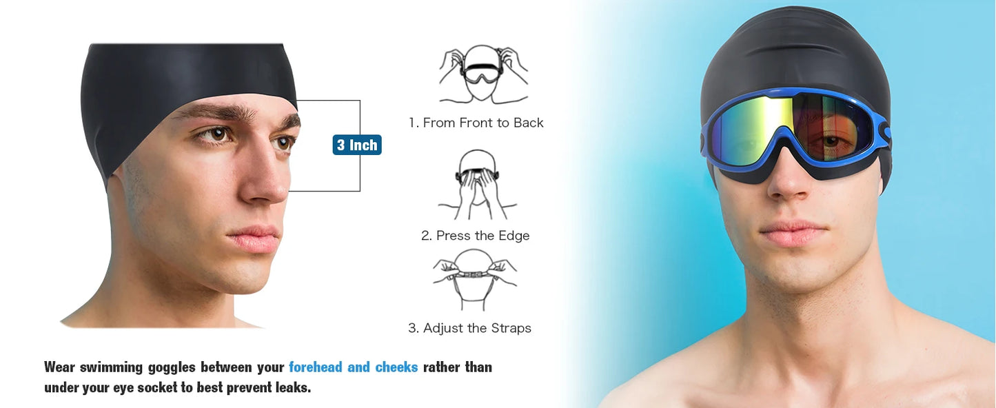 Large Frame Swimming Goggles Adult High-Definition Anti Fog Electroplated Swimming Goggles For Women Men  Silicone Goggle