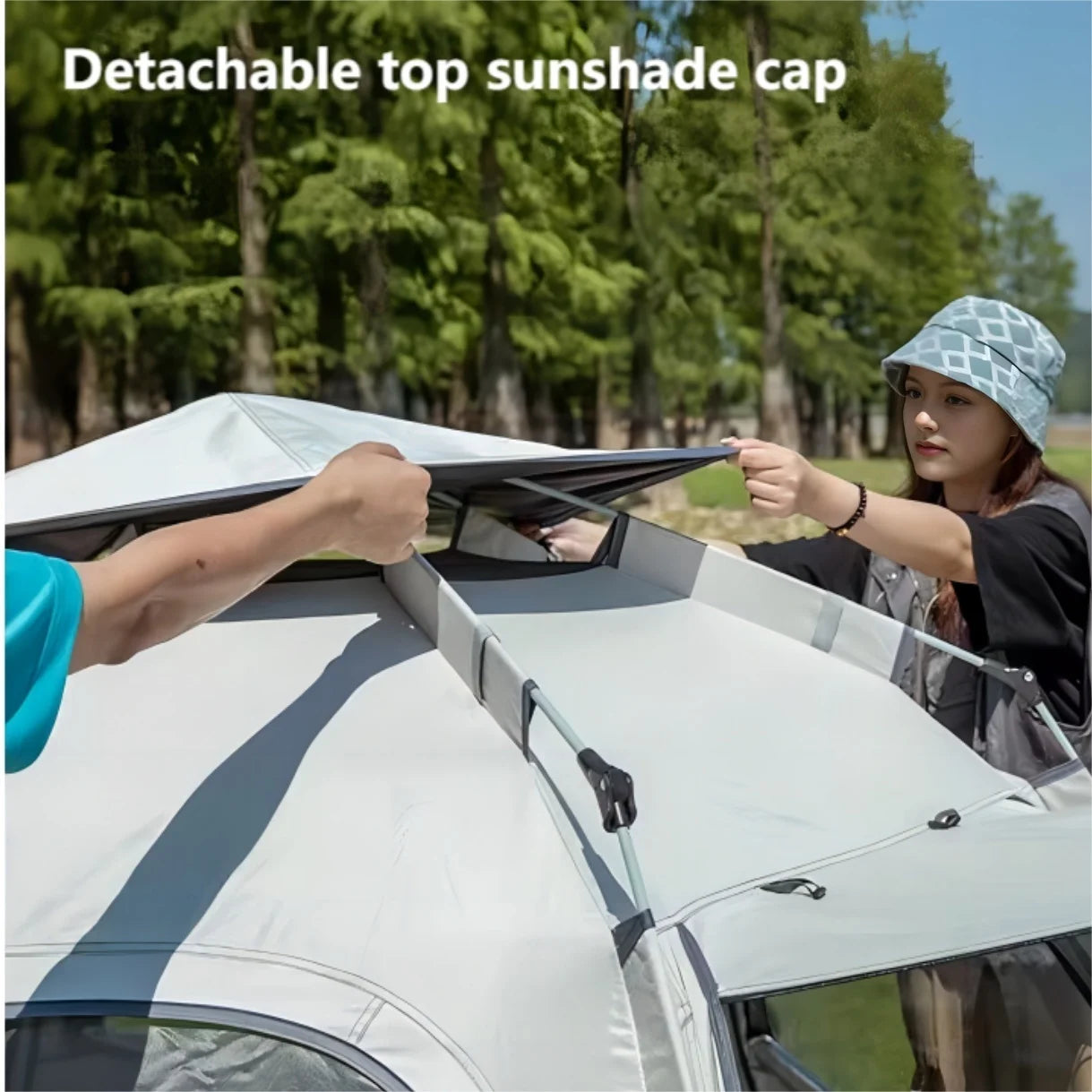 Pop up tents for camping waterproof Portable Windproof tents for camping 4 person family tent with Skylight, Upgraded Large Size