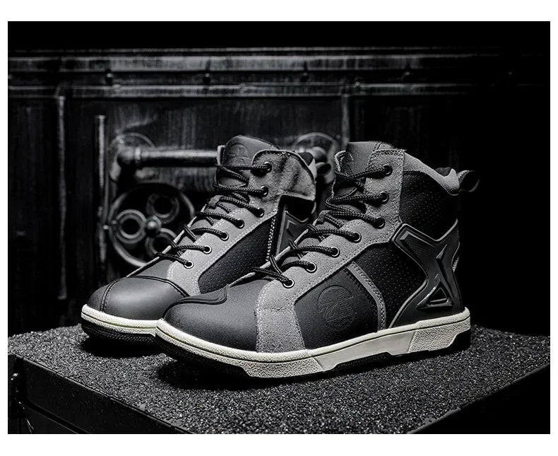 Men's Red Casual Motorcycle Boots – Summer Off-Road Riding Shoes, Motocross Style – Compatible with BMW & Honda Motorbikes