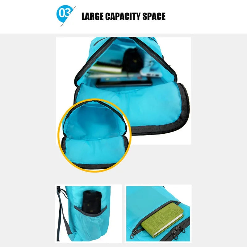 15L Waterproof Folding Backpack Ultralight Camping Backpack Outdoor Daypack Men Women Foldable Traveling Hiking Cycling Backpack