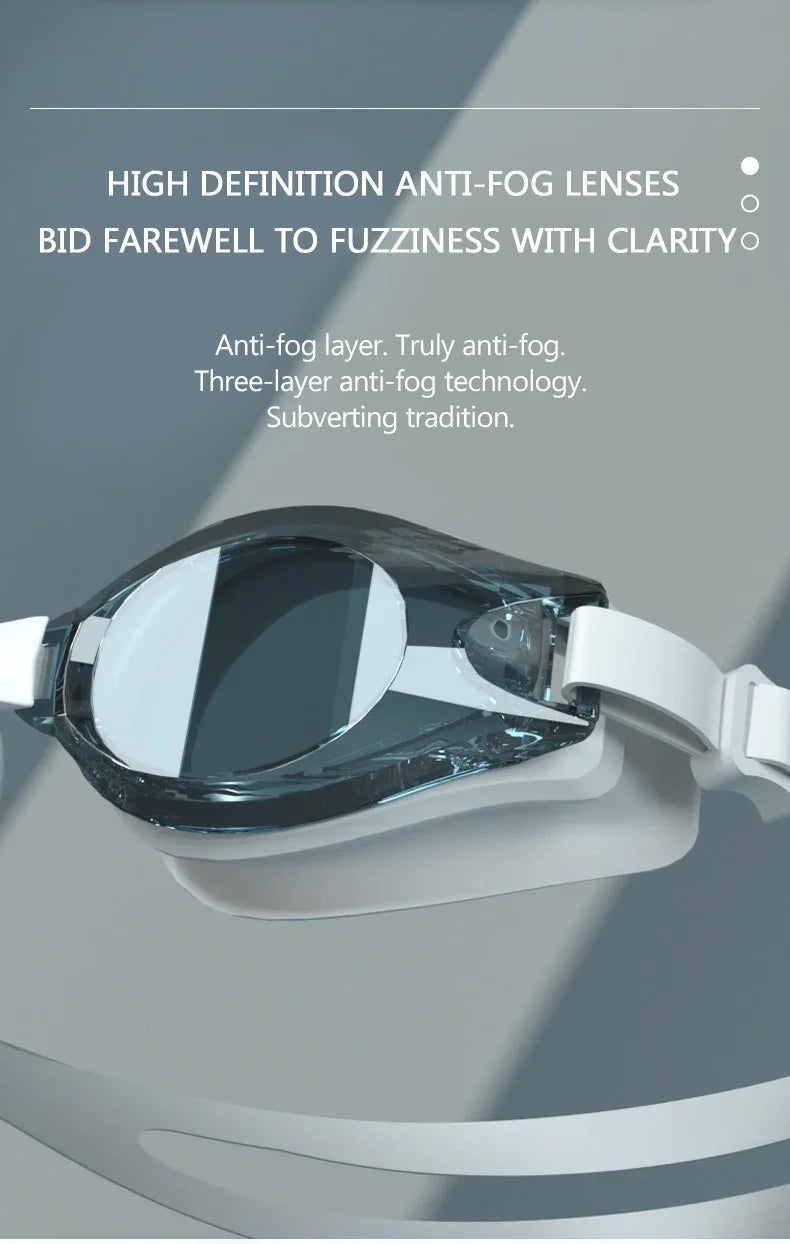 High Definition Anti Fog Swimming Goggles with Comfortable Silicone Seal Includes Swim Cap and Storage Box