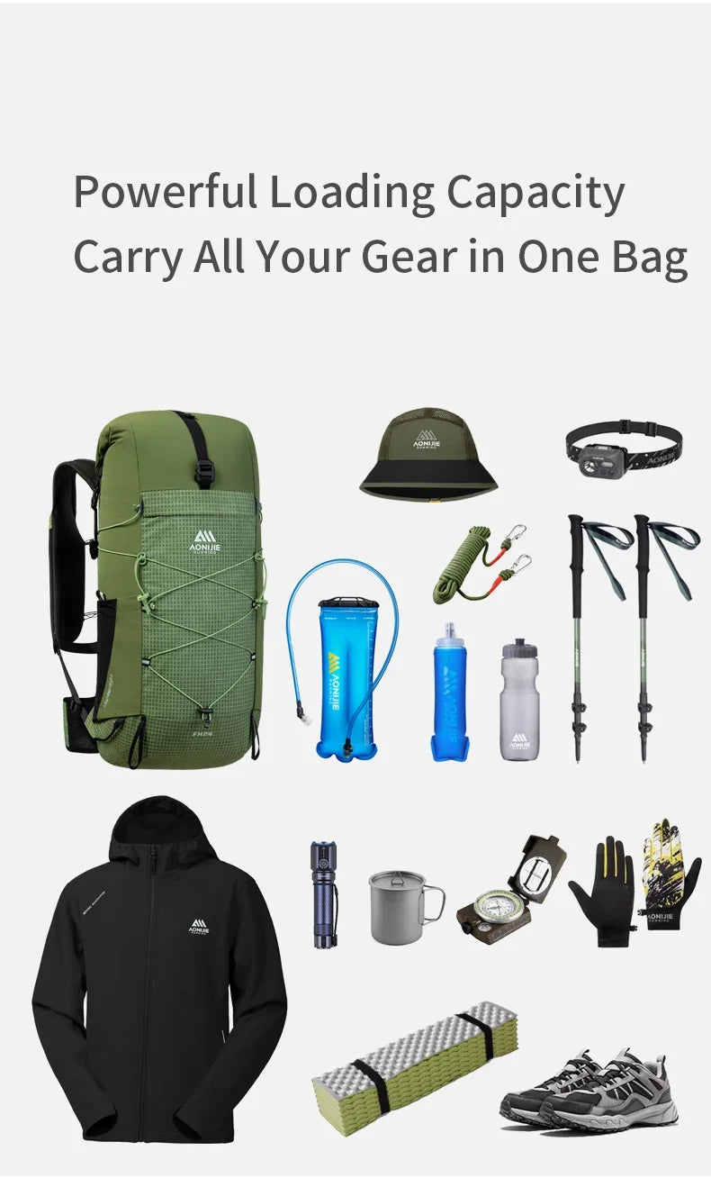 AONIJIE FH2524 24L Hiking Large Capacity Backpack for Women Men Multifunctional Lightweight Daypack for Climbing Camping Touring