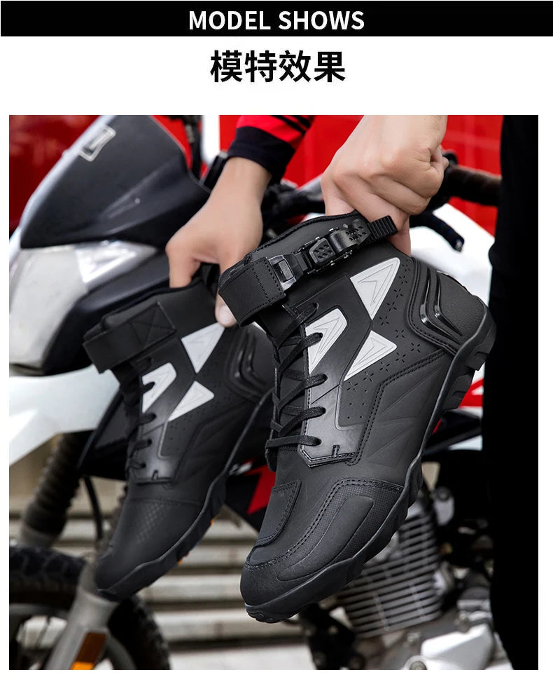 New Motorcycle Boots Men Breathable Motos Riding Boot TPU Protect Men's Motorcycle Shoes Anti Slip Motorbike Ankle Length Boots