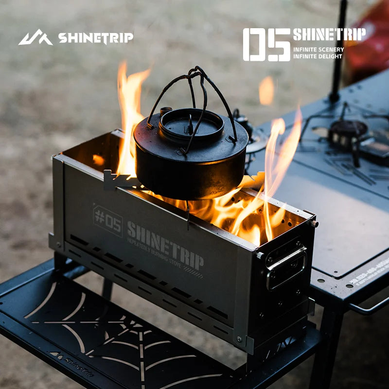 Outdoor Camping Second Burner Stove ShineTrip Thickened Stainless Steel Multifunctional Collapsible Portable IGT Half Unit Grill