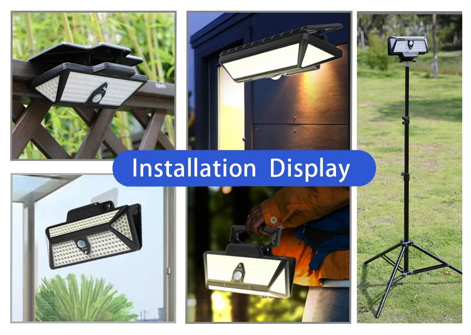 3600mAh Solar Outdoor Wall Yard Camp 208pieces LED Lamp Beads, Solar Sensor Lamp for Outdoor