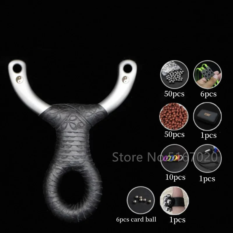 Professional 304 Stainless Steel Slingshot with Flat Rubber Band for Outdoor Hunting Catapult Competitive Shooting