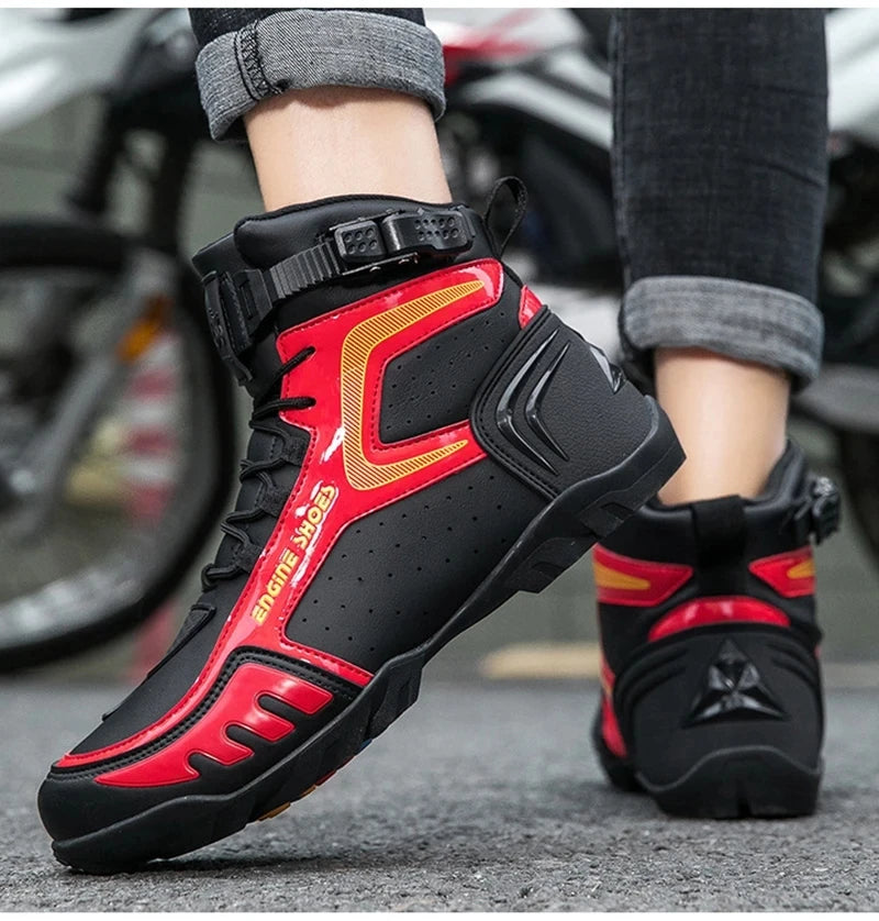 Men Motorcycle Boots Breathable Anti-fall Riders Motorbike Shoes TPU Protection Anti Slip Men's Motocross Bike Riding Boot