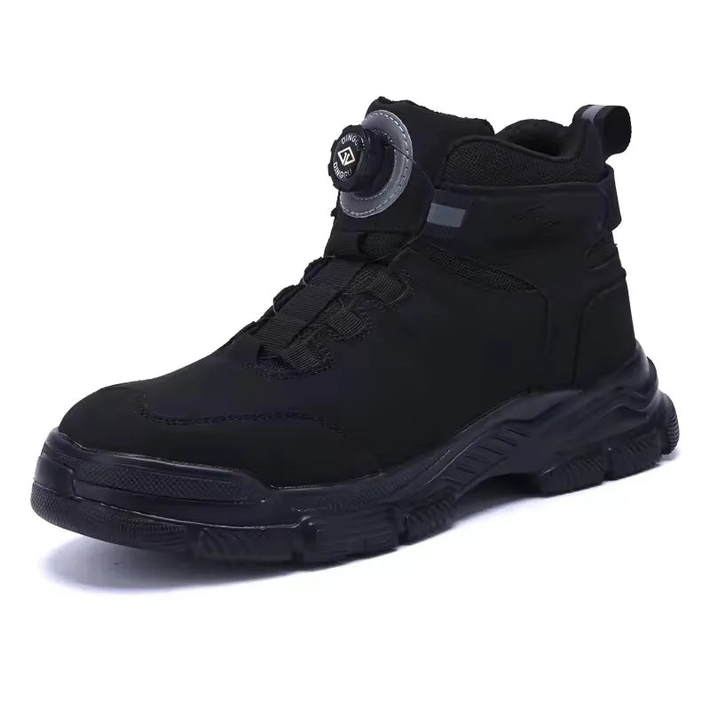 Rotating Buttons Work Boots Men Steel Toe Shoes Safety Boots Puncture-Proof Protective Shoes Waterproof Indestructible Shoes New