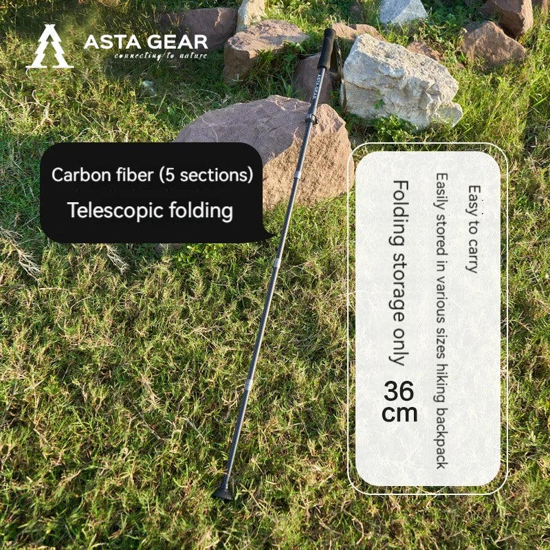 ASTA GEAR Carbon Fiber Climbing Alpenstock Ultra Light Aluminum Alloy  ul Tent Ceiling Support Rod Carbon Hiking  Climbing Stick