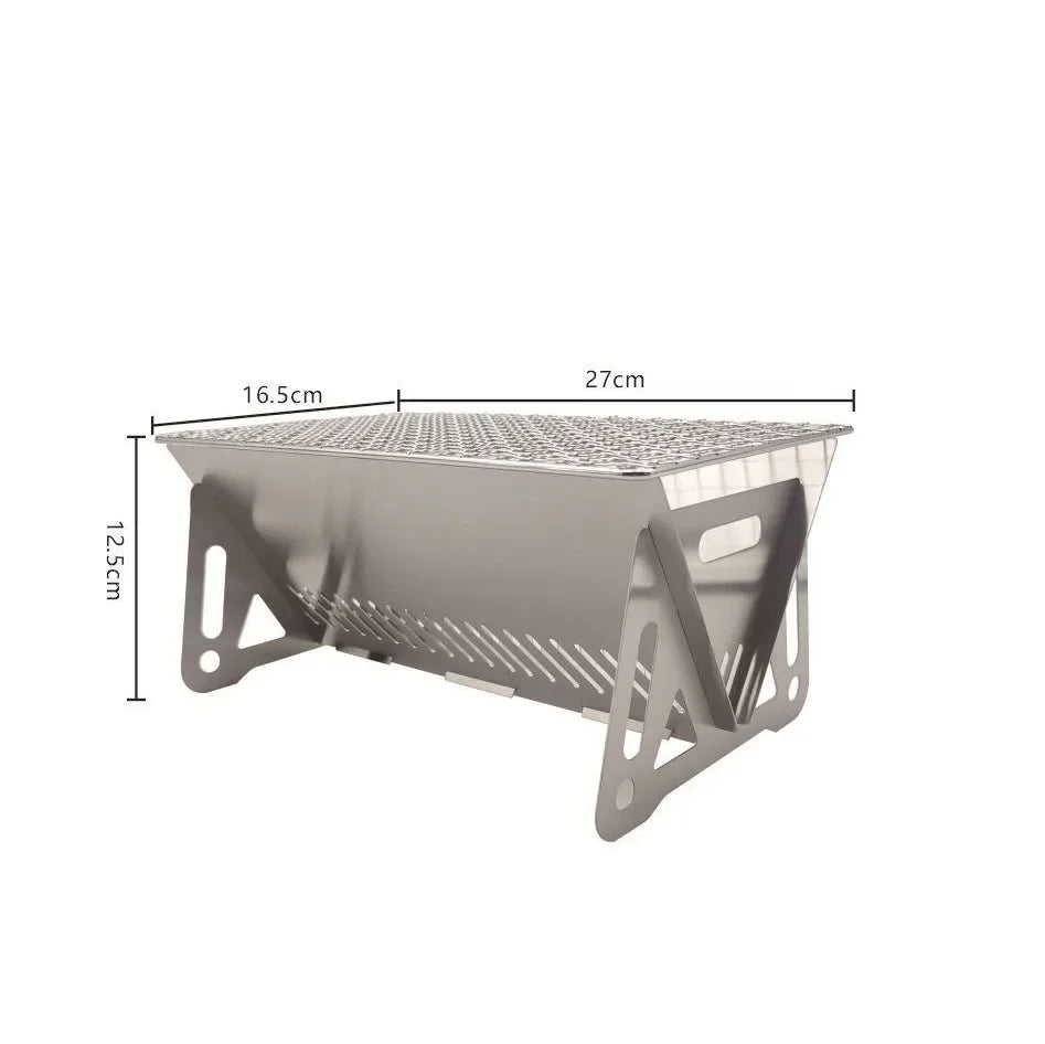 Outdoor Camping Barbecue Grill Heating Stoves with BBQ Grill Plate Portable Folding Stainless Steel Barbeque Cooking Stove