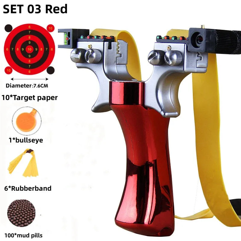 Powerful New Laser Slingshot Upgrade Outdoor Shooting Catapult Double Screw Quick Pressure Rubber Band Toy Hunting Tools Outdoor