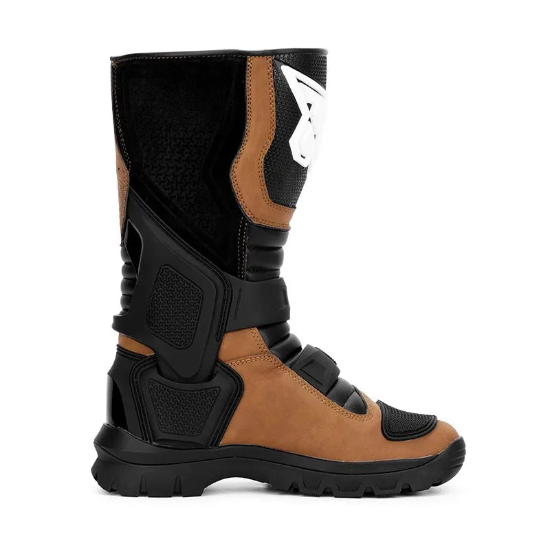 2PCS Waterproof Motorcycle Riding Boots Men Women Genuine Leather Adventure Touring Anti-Slip Protective All-Season CE Certified