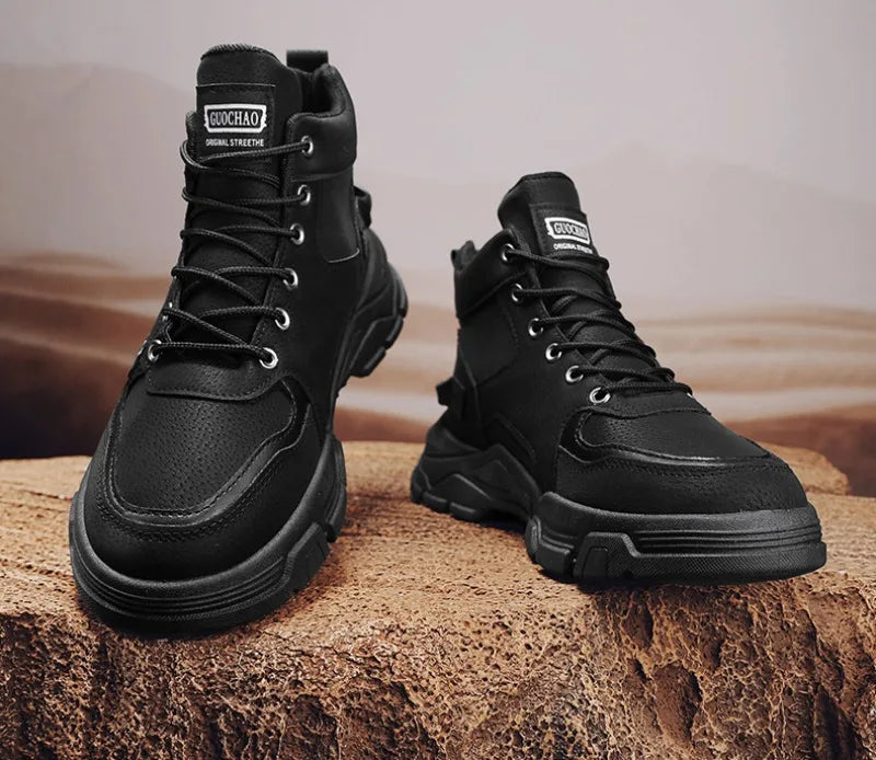 2024 Men's Boots Casual Shoes Winter Leather Designer Luxury Ankle Boots Platform Work Safety Shoe Sports Shoes Men's Boot Botas