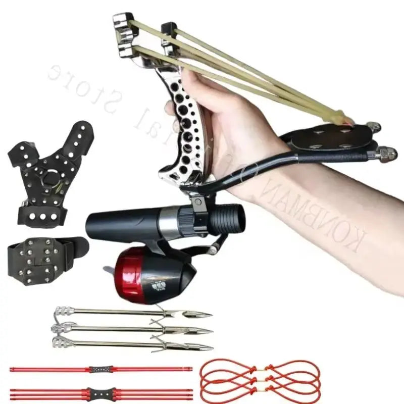 Strong Slingshot Hunting Fishing Set Professional Catapult with Arrows Fishing Rubber Band Outdoor Shooting Fishing Accessories