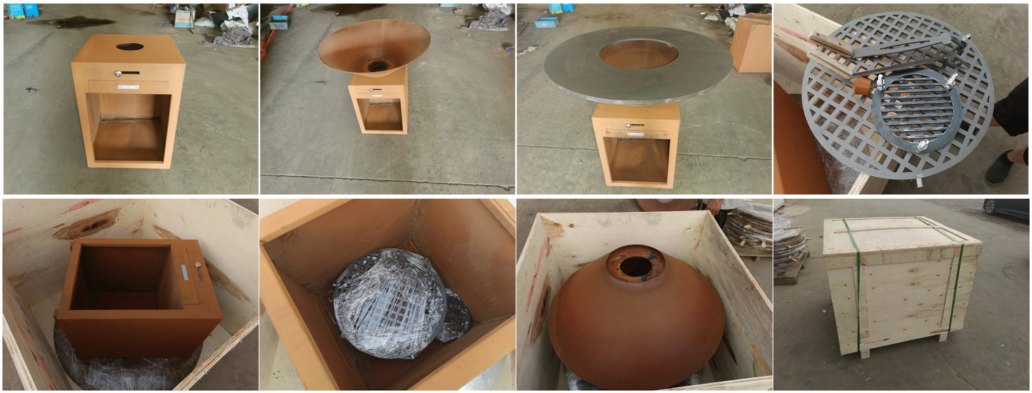 Commercial Corten Steel Outdoor BBQ Fire Pit Camping Charcoal BBQ Grill