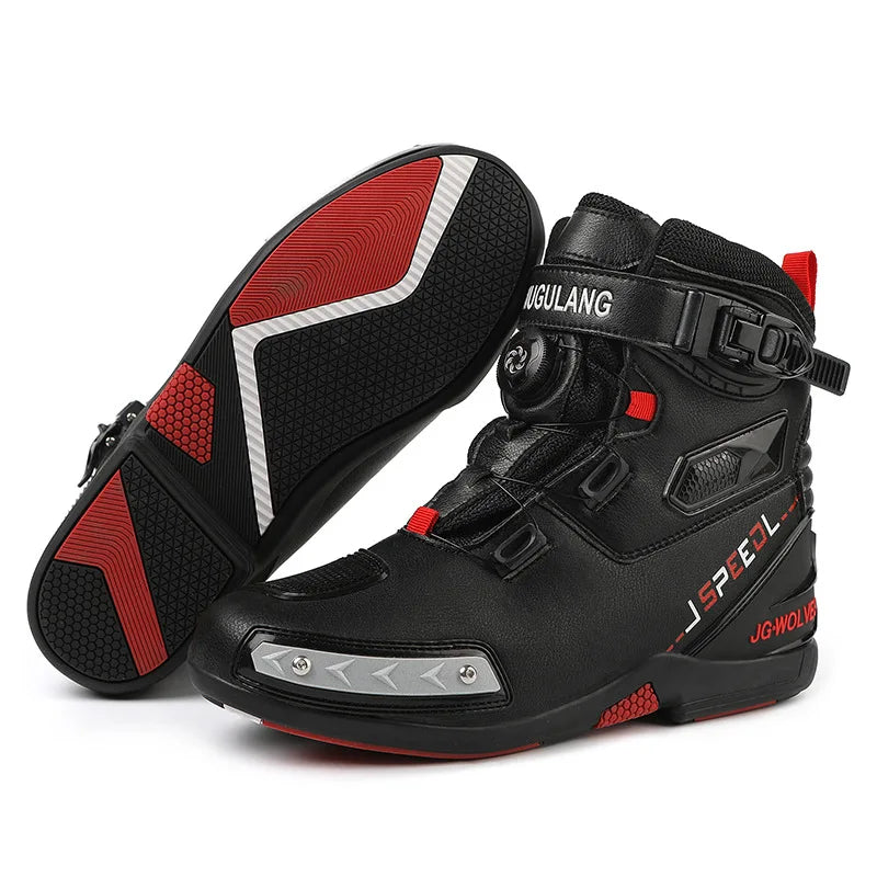 2024 New Motorcycle Boots Man Leather Motos Riders Protective Boots Waterproof Non-slip Motocross Mountain Racing Shoes