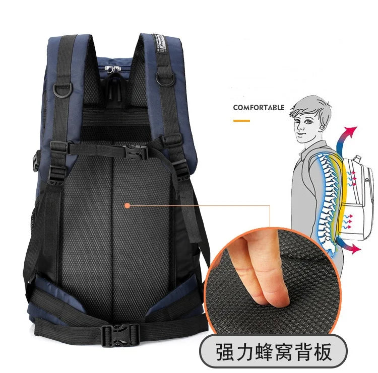 50L Waterproof Hiking Camping Travel Backpack Men Women Outdoor Large Capacity Mountain Climbing Bag Oxford Luggage Rucksack