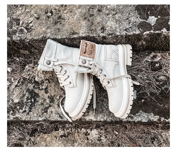 Retro Ankle Boots for Women's Lace Up Thick Sole Shoes Female Round Toe Short Boots Work Dress Western Denim Boots Shoes women