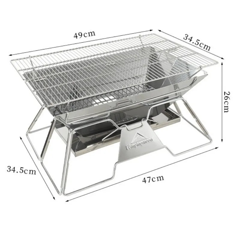 Outdoor Folding Stove Portable Stainless Steel Lightweight Barbecue Grill Picnic Stove Convenient Versatile Camping Supplies