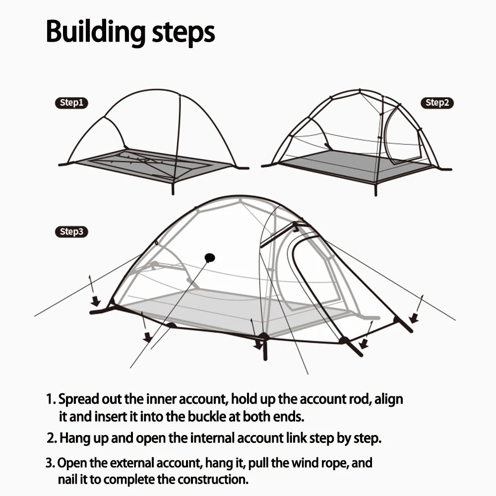 Naturehike Cloud Up 2 Camping Tent 1-2 Person Nylon 20D Travel Tent Waterproof Portable Hiking Backpacking Tent Ultralight