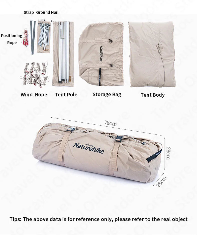 Naturehike Pyramid A-type Tent Teepee Tipi Tent With Chimney for 5-8 People Family Travel Camping Cotton Blend 9.6 Waterproof