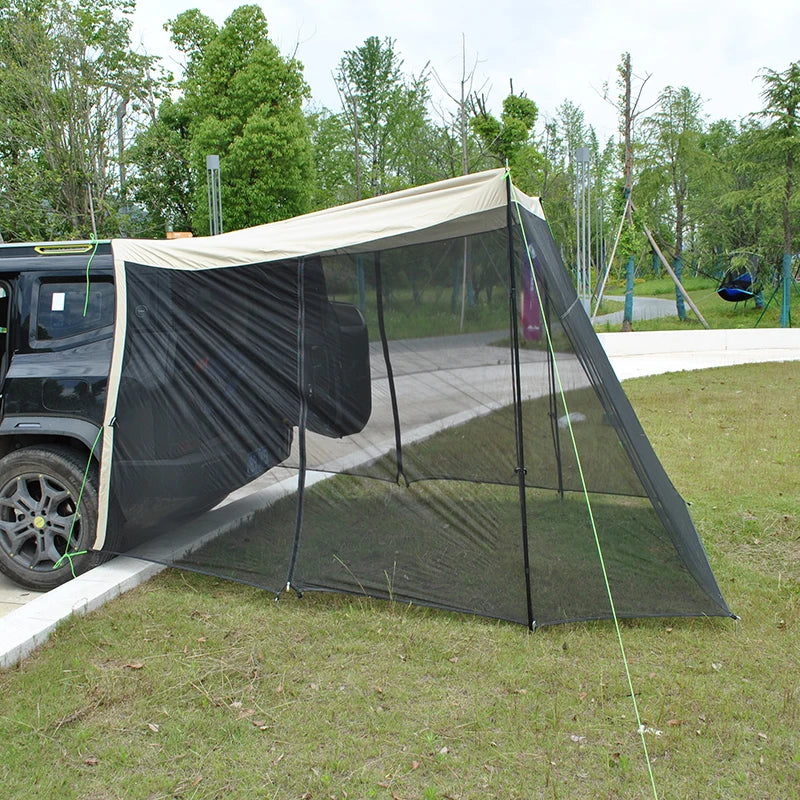 SUV Rear Tent with Mosquito Net – 4-Person Sun Shelter & Quick-Setup Car Canopy for Family Camping, Outdoor Adventures