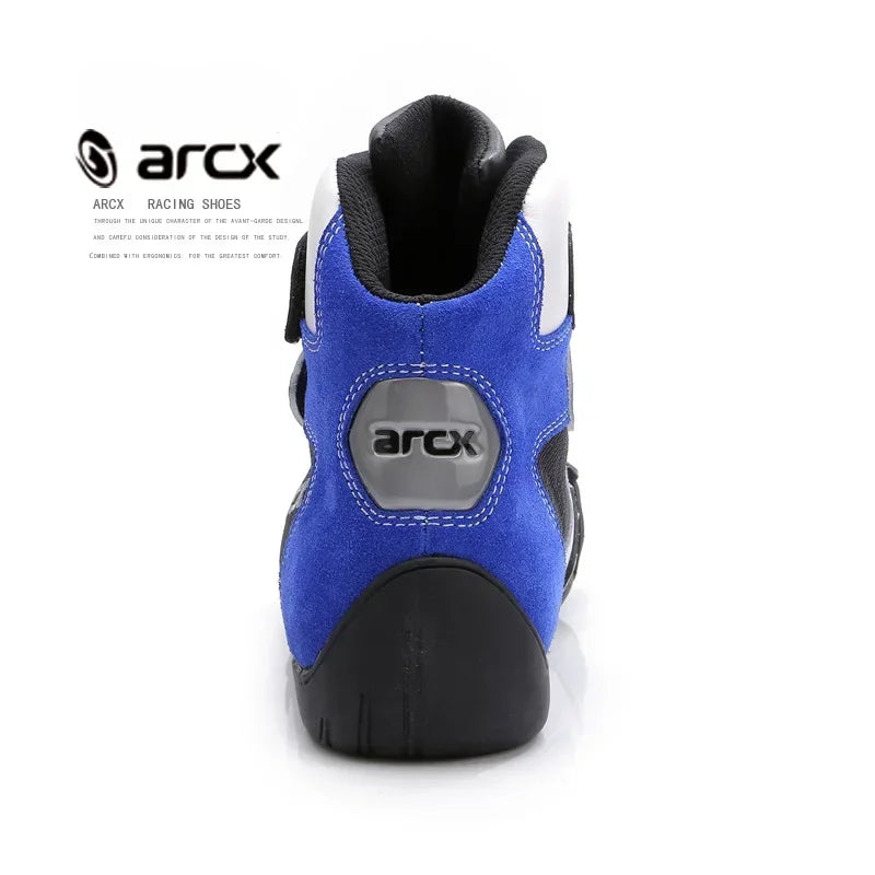 NEW ARCX Men's Motorcycle Boots Leisure Blue bottes moto Leather motorboats Street Moto Racing Ankle Four Seasons casual shoes